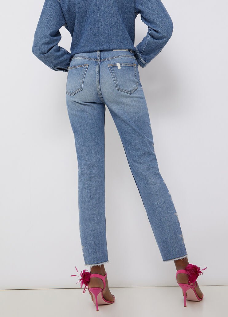 Eco-friendly jeans with jewel stars blue denim Liu Jo - large image number 1 Eco-friendly jeans with jewel stars blue denim Liu Jo - large image number 1