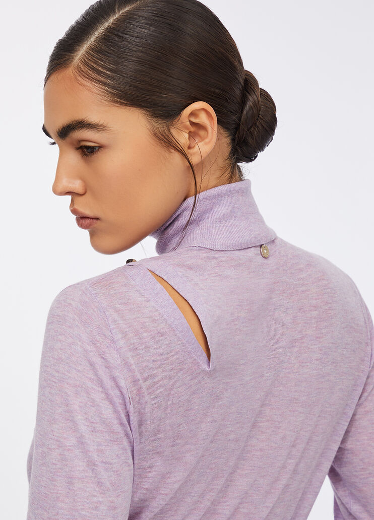 Pull à col roulé en coton et cachemire lilas Liu Jo - large image number 3