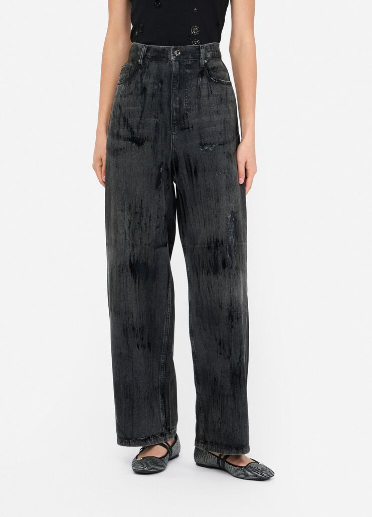 Flared jeans with coated detailing black denim Liu Jo - medium