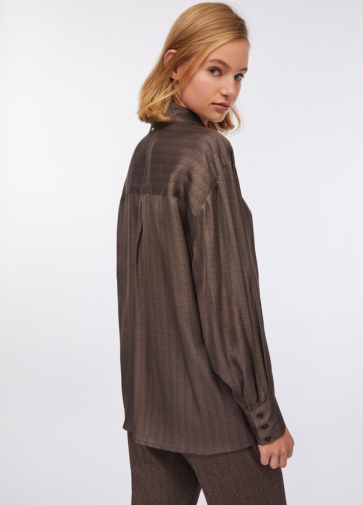 Satin shirt with rhinestones dark brown Liu Jo - large image number 1