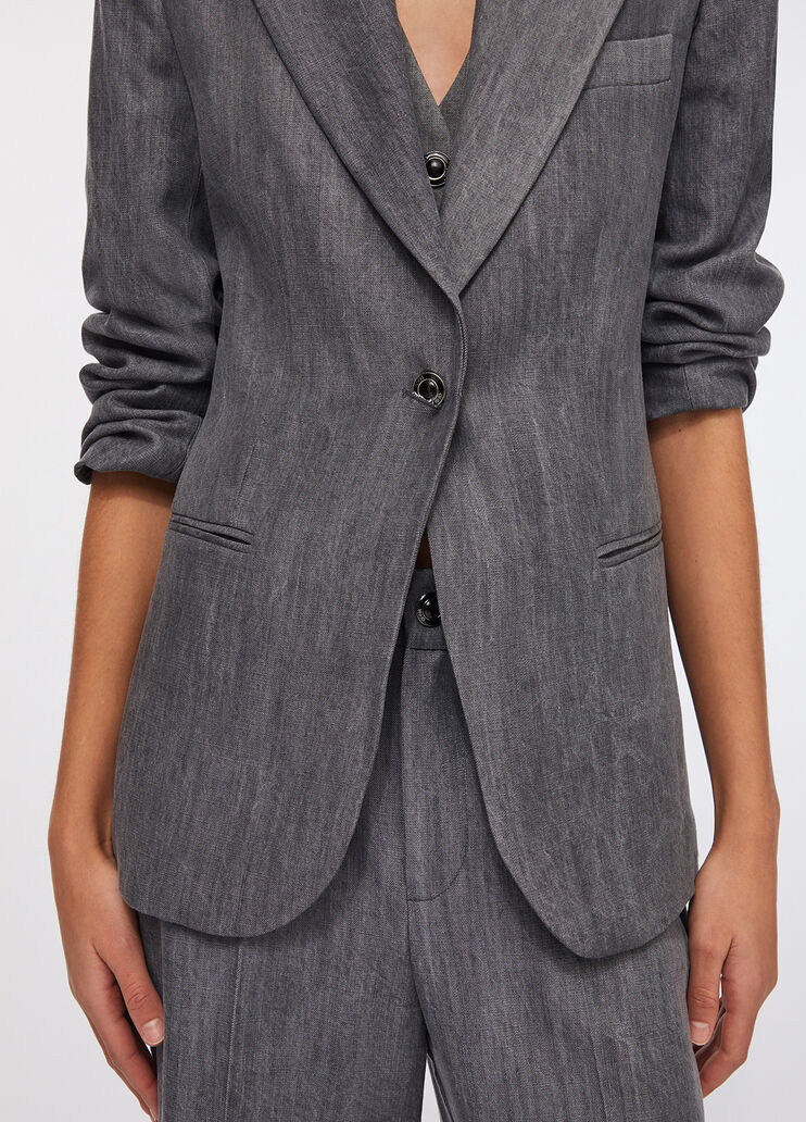 Blazer en toile denim denim gris Liu Jo - large image number 4