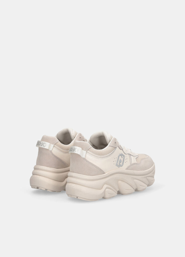 Chunky suede and mesh sneakers milk Liu Jo - large image number 3