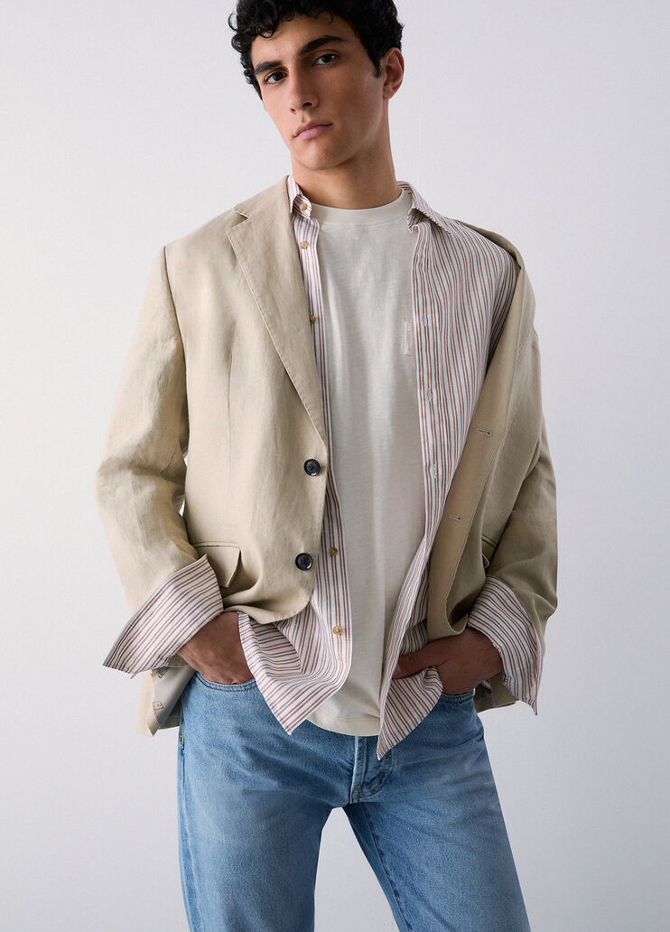 Chaqueta elegante 100&nbsp;% lino beige Liu Jo - medium