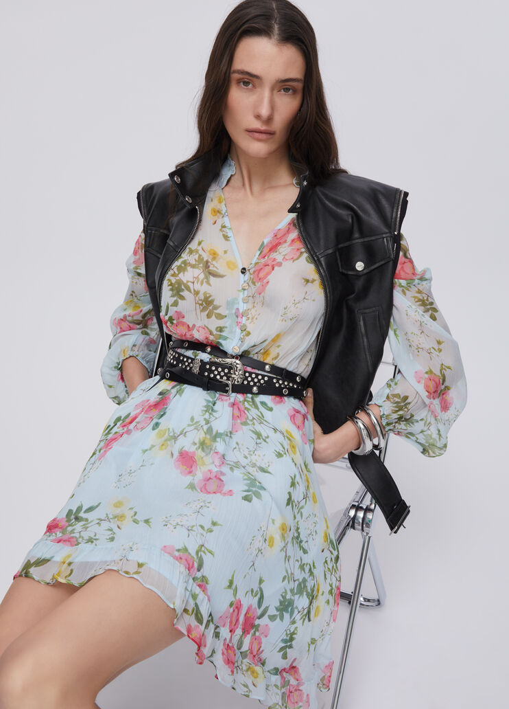 Kurzes Kleid mit Blumen Hellblau mit Blumen Liu Jo - medium