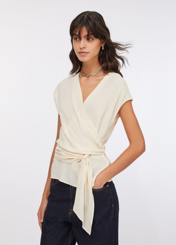 Crepe de chine top ivory Liu Jo - large image number 0