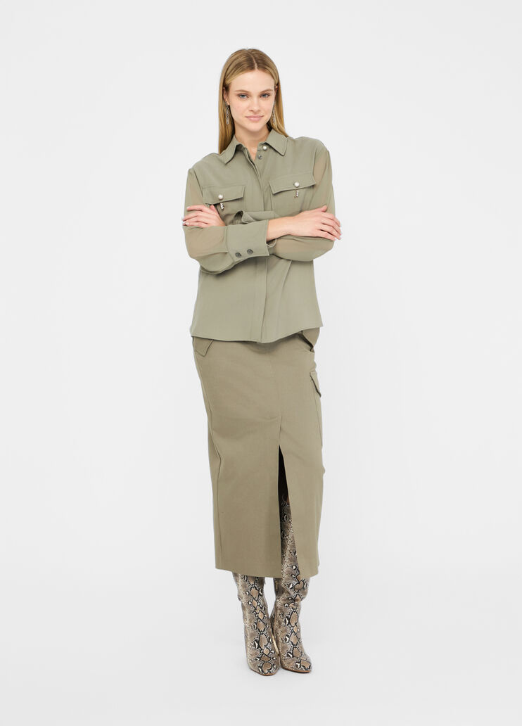 Gabardine overshirt jacket asparagus Liu Jo - large image number 5 Gabardine overshirt jacket asparagus Liu Jo - large image number 5