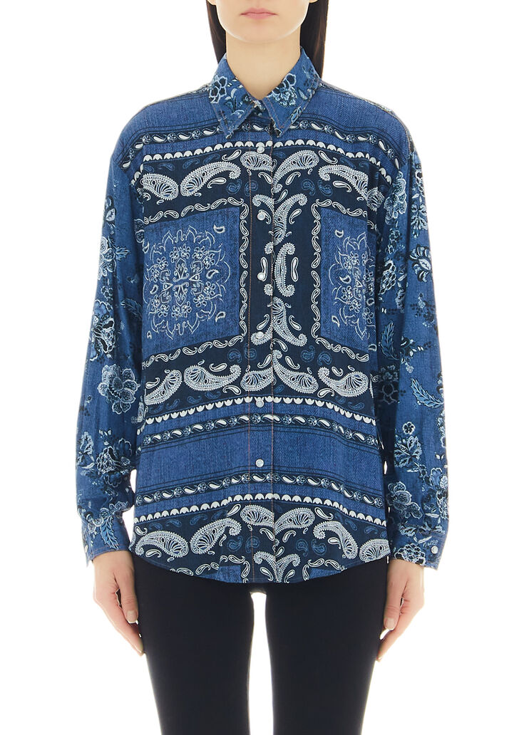 Hemdbluse mit Halstuch-Print Denimblau Liu Jo - large image number 0