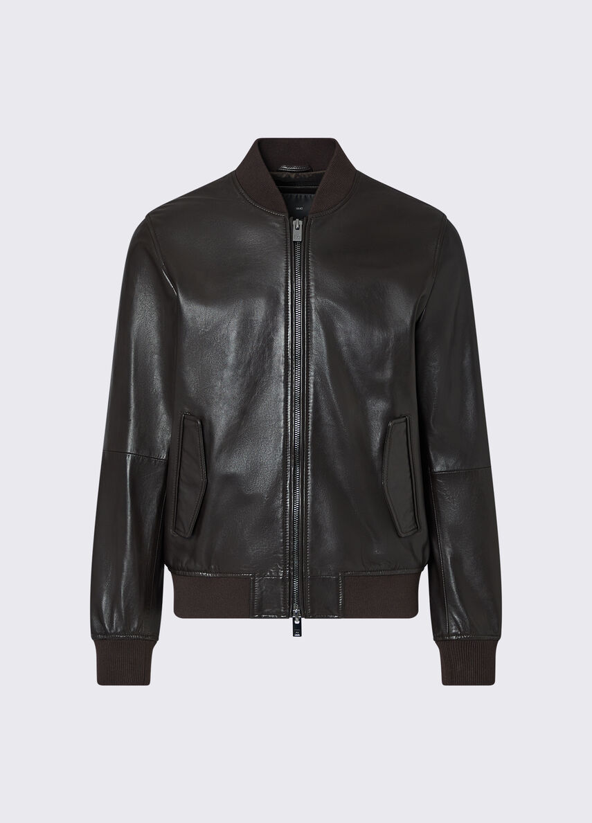 Bomber jacket in leather colour chocolate | Liu Jo
