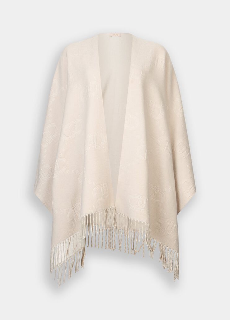 Poncho with logo and fringes oat Liu Jo - large image number 6