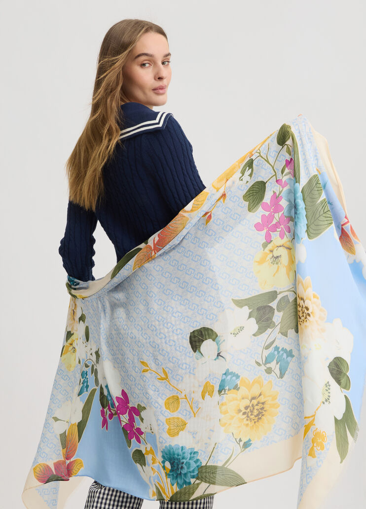 Shawl with floral print sky blue Liu Jo - medium Shawl with floral print sky blue Liu Jo - medium