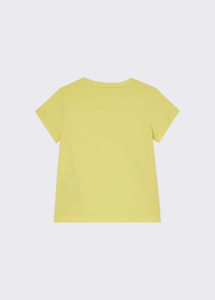 T-Shirt mit Print und eingefassten Schmucksteinen Gelb Liu Jo - medium