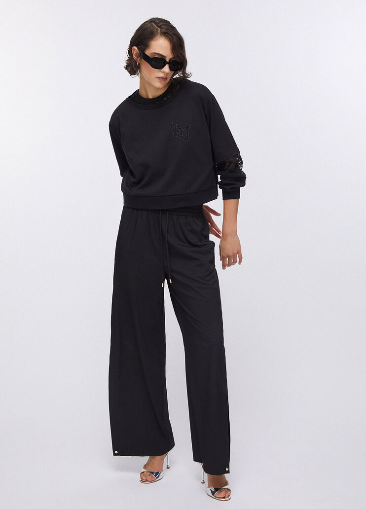 Sweat avec empi&egrave;cements en dentelle noir Liu Jo - medium