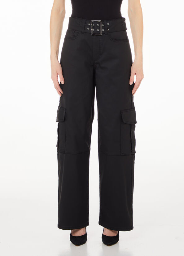 Pantaloni cargo in tessuto spalmato nero Liu Jo - large image number 0