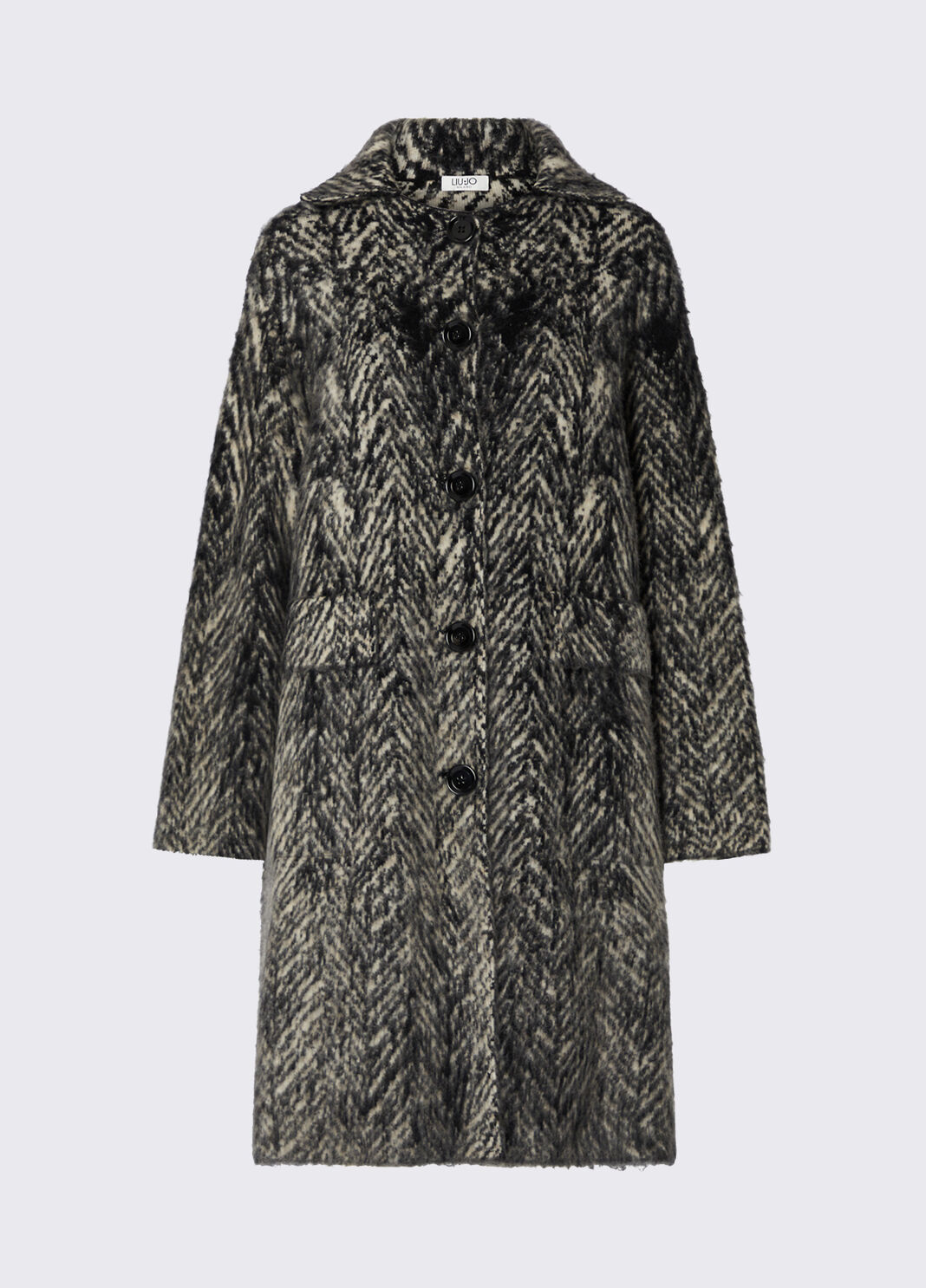 Cappotto jacquard in maglia spazzolata grigio spinato Liu Jo - large image number 6