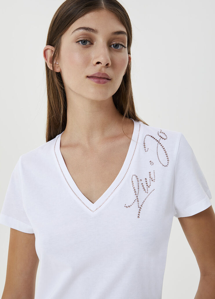 T-shirt with logo Optic White Liu Jo - large image number 2