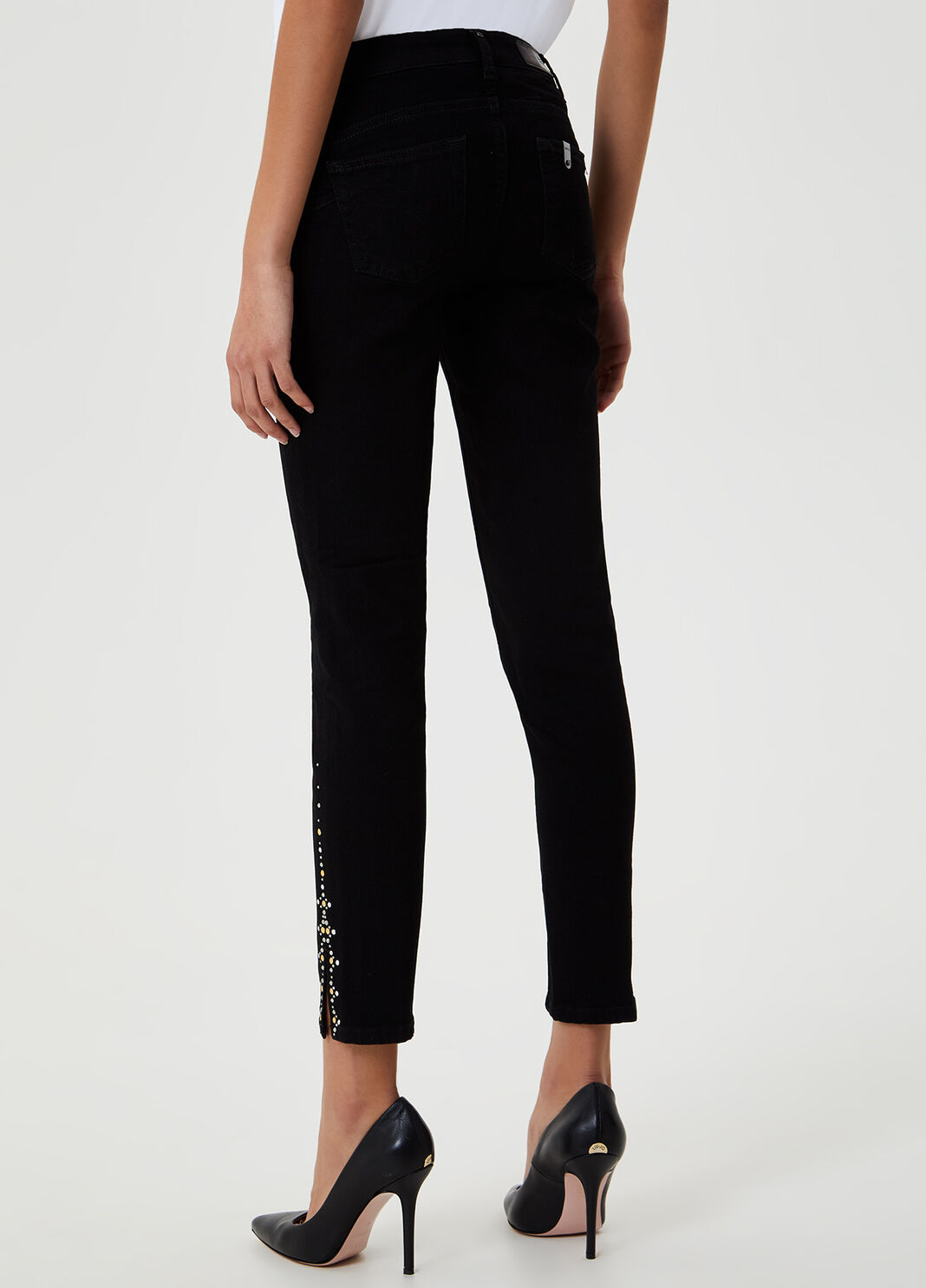 Vaqueros pitillo con pedrer&iacute;a Negro Liu Jo - large image number 1