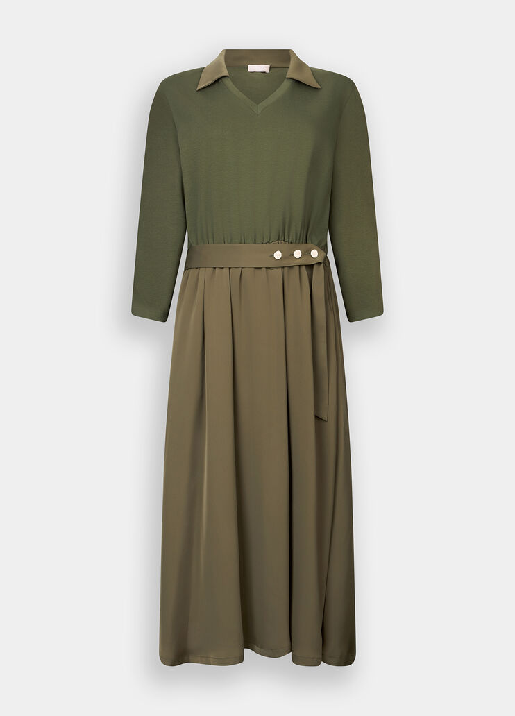 Midi dress with belt military green Liu Jo - large image number 4