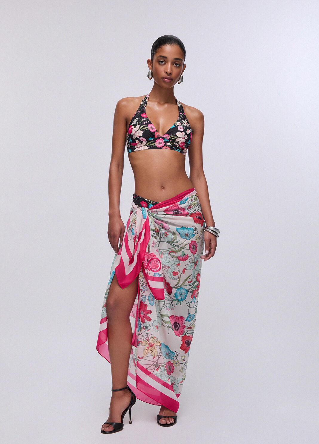 Blumen-Bikini-Top Schwarz gebl&uuml;mt Liu Jo - large image number 5