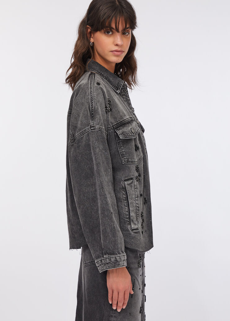 Denim jacket with rhinestones black denim Liu Jo - large image number 4