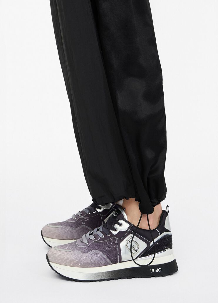 Jogging trousers in nylon and satin black Liu Jo - large image number 3