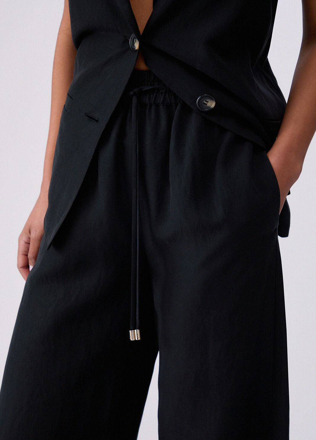 Linen blend trousers black Liu Jo - large image number 4