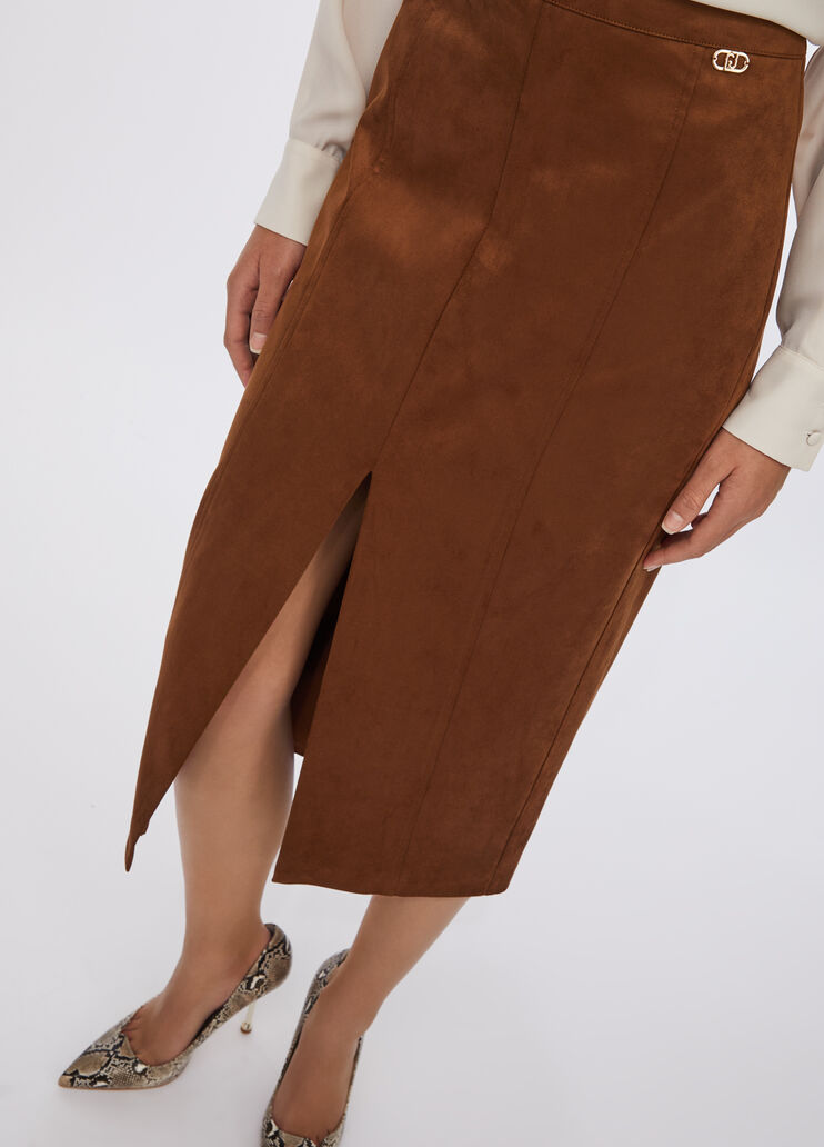 Midi skirt with slit caramel Liu Jo - large image number 3 Midi skirt with slit caramel Liu Jo - large image number 3