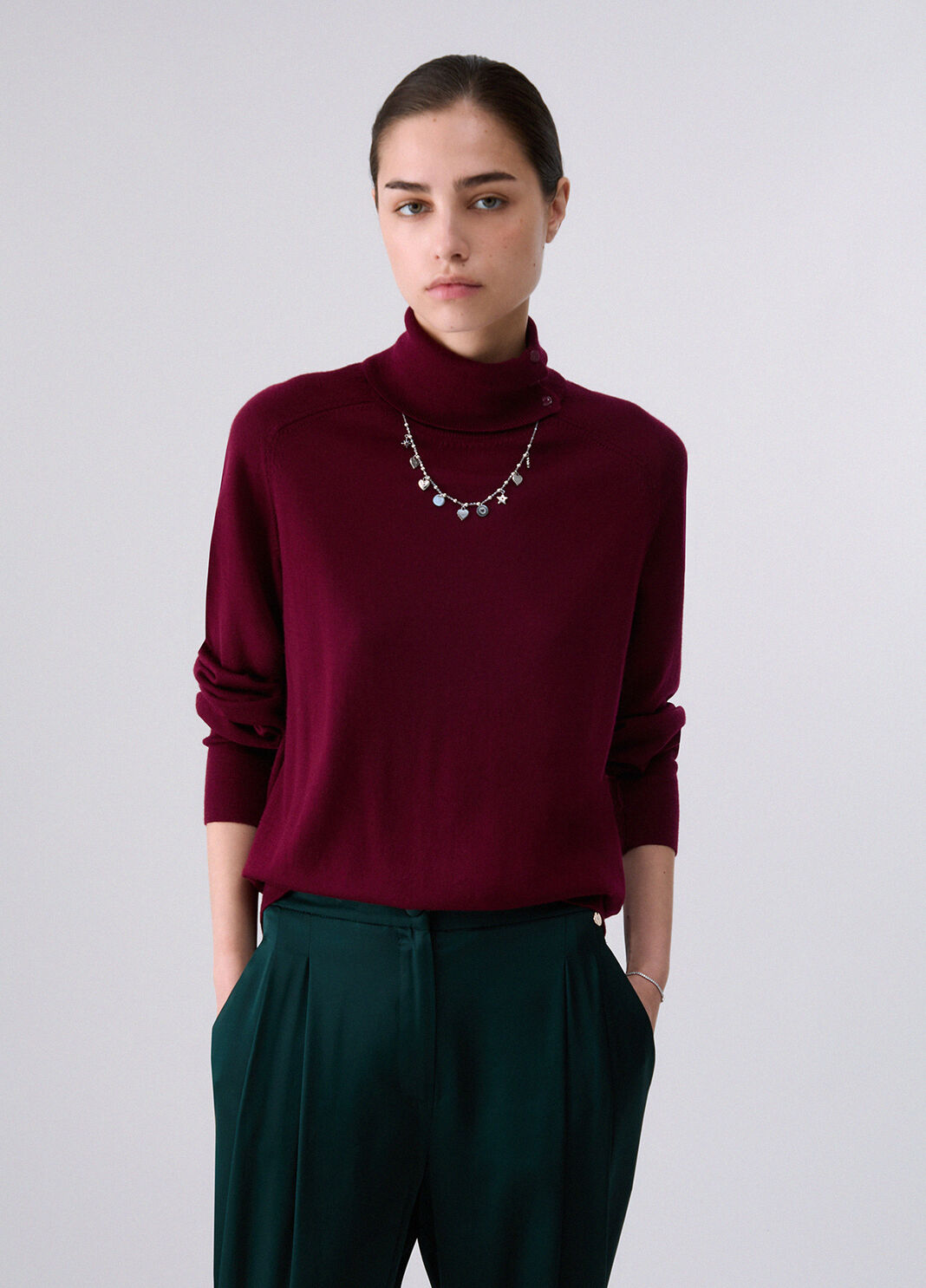 Turtleneck sweater in wool with bracelet red Liu Jo - large image number 0