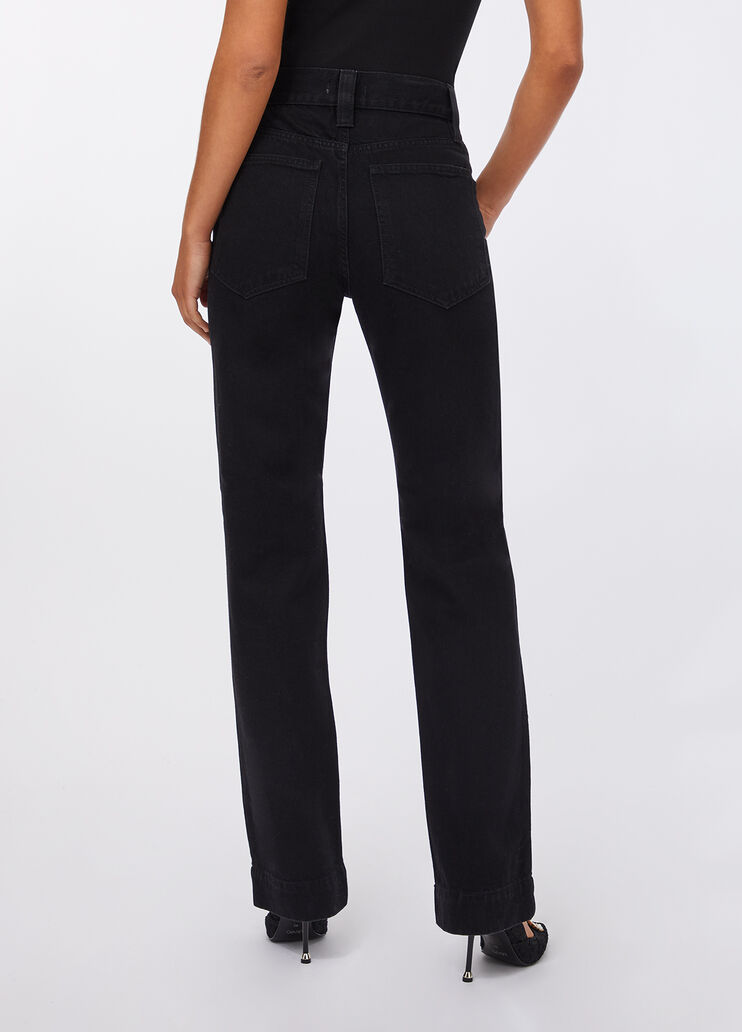 Straight jeans with jewelled beads black denim Liu Jo - large image number 1 Straight jeans with jewelled beads black denim Liu Jo - large image number 1