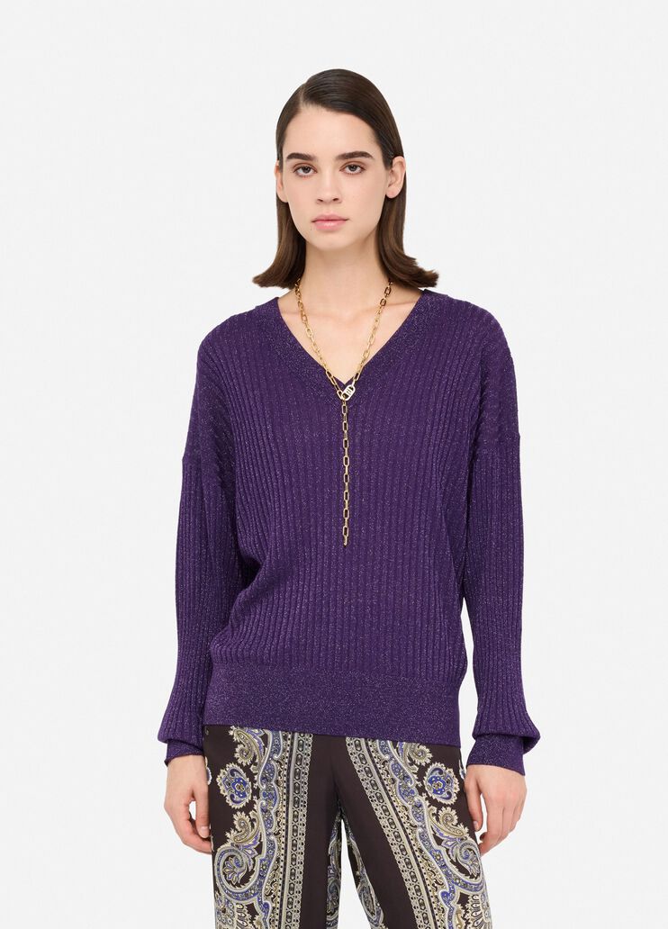 Pullover mit V-Ausschnitt Violett Liu Jo - medium Pullover mit V-Ausschnitt Violett Liu Jo - medium