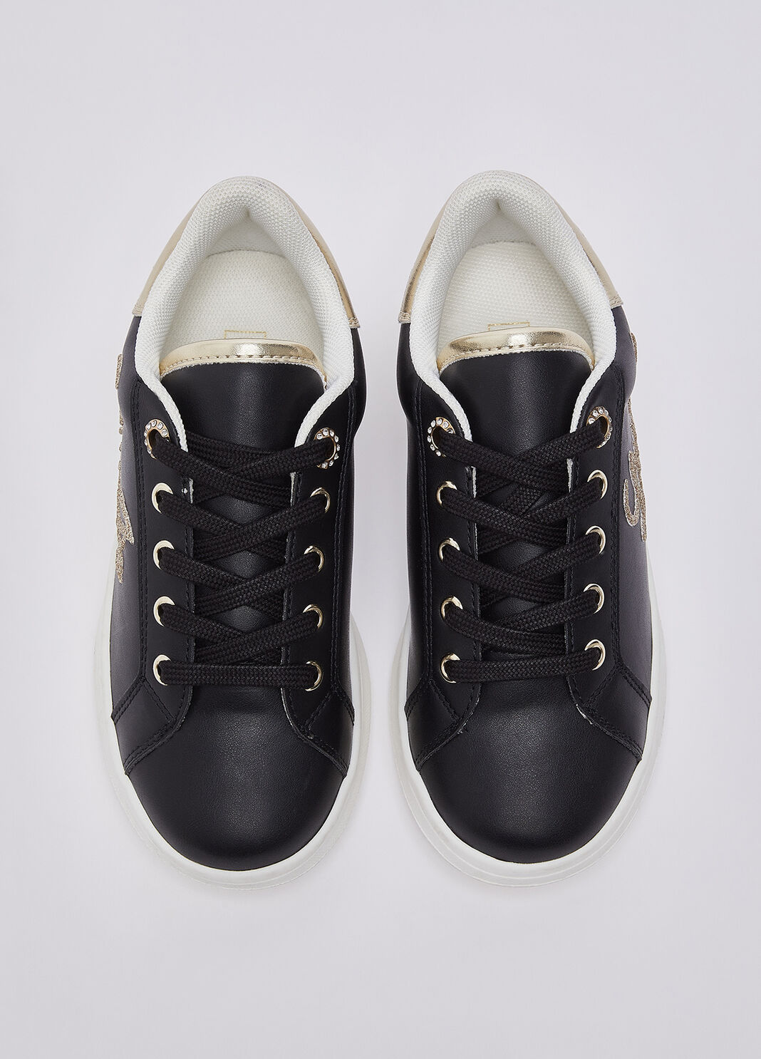 Glitter Logo Sneakers black/gold Liu Jo - large image number 3