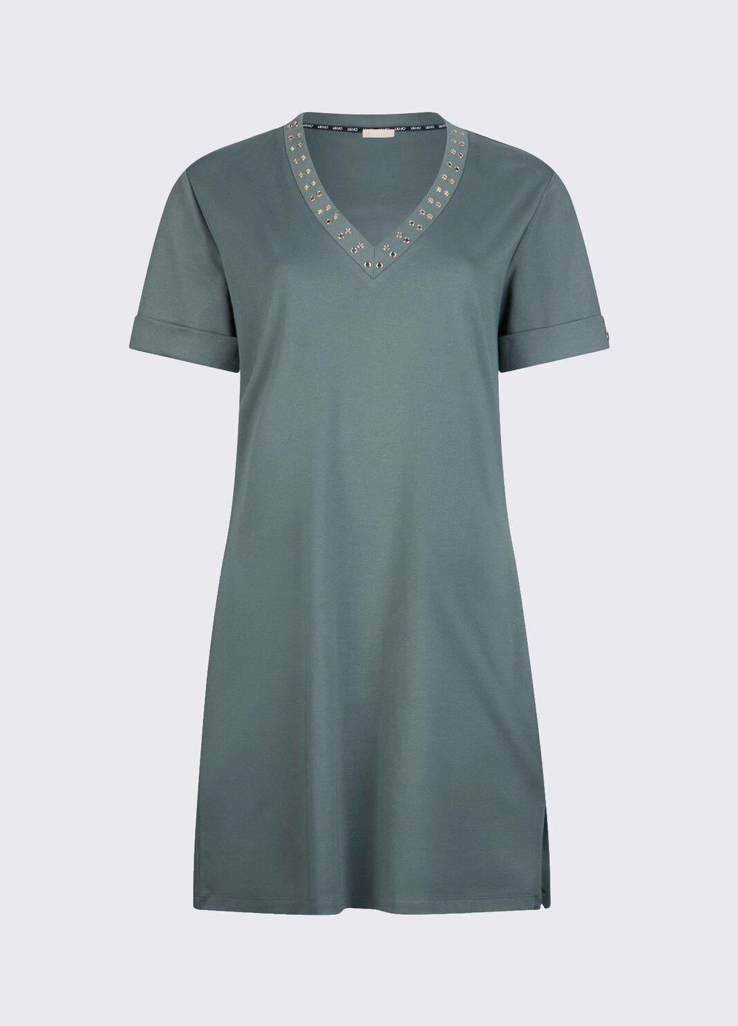 Kurzes Kleid mit Zier&ouml;sen Milit&auml;rgr&uuml;n Liu Jo - large image number 6