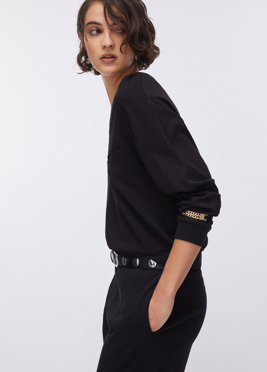 Sweatshirt with chain details colour black | Liu Jo