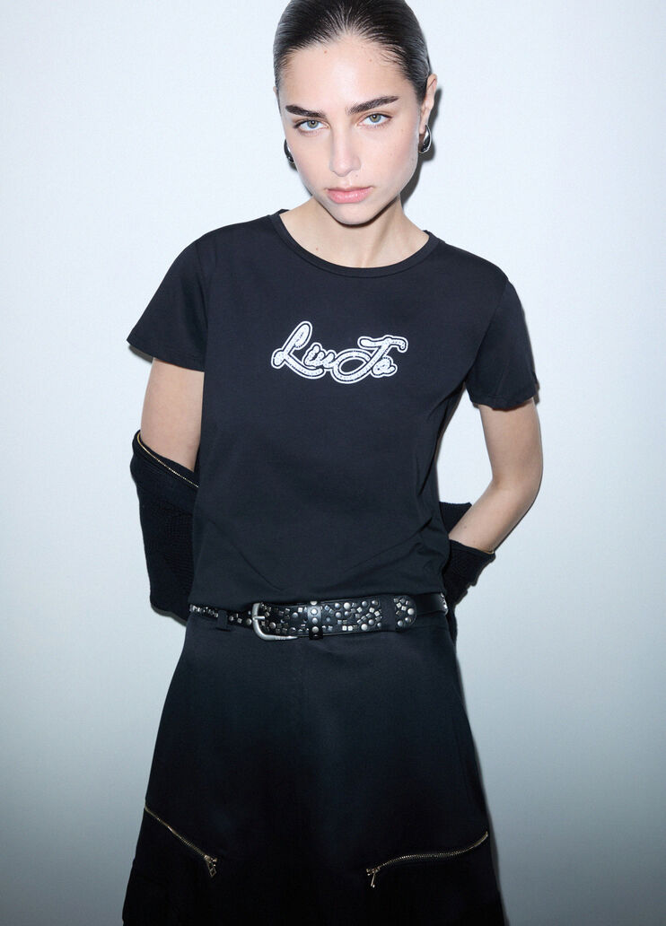 Jersey T-shirt with Logo black/Liu Jo Liu Jo - medium