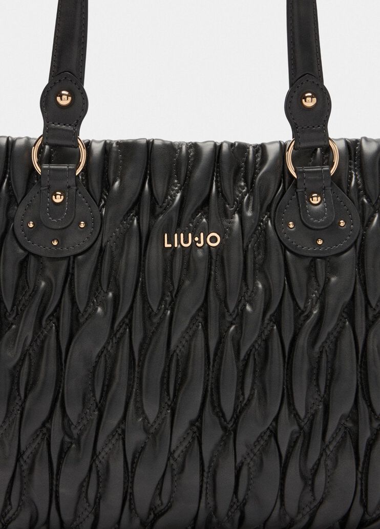 Shopping bag media matelassé  nero Liu Jo - large image number 4
