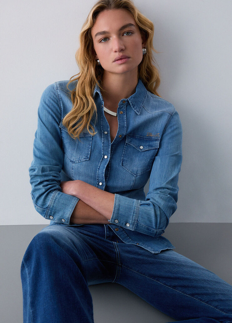 Denim shirt with embroidery blue denim Liu Jo - medium