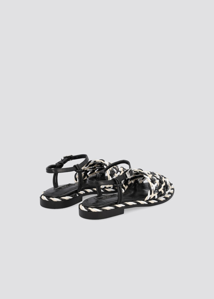 Сандалии на плоской подошве с плетёными деталями чёрный/белый Liu Jo - large image number 2