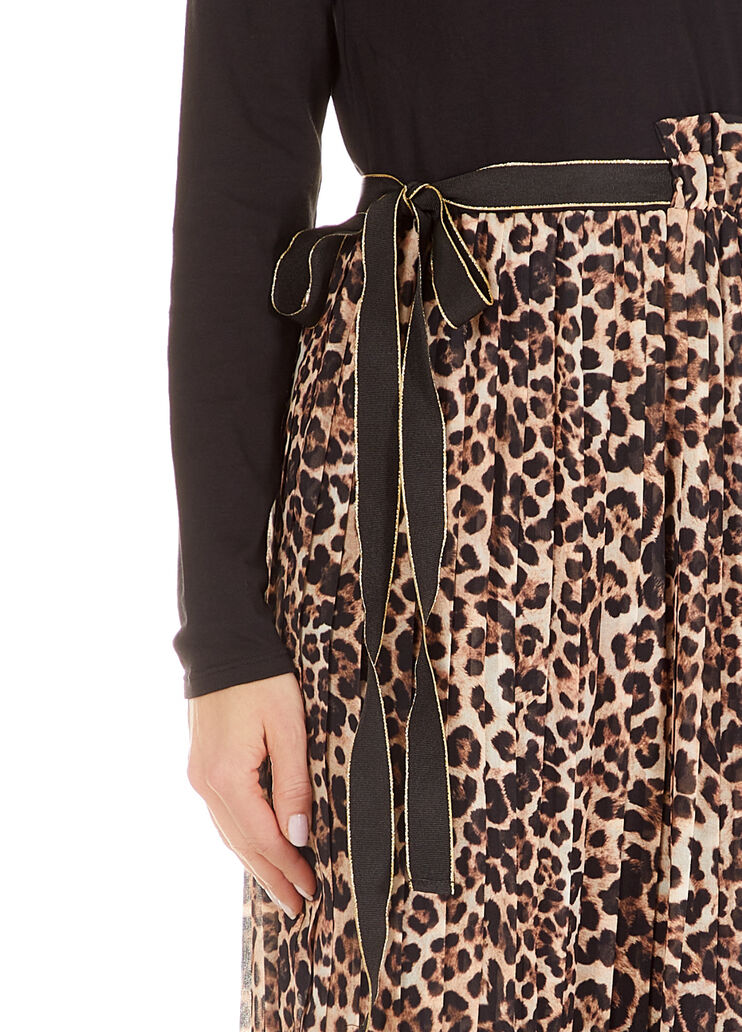 Long pleated dress Black/animalier Liu Jo - large image number 2 Long pleated dress Black/animalier Liu Jo - large image number 2