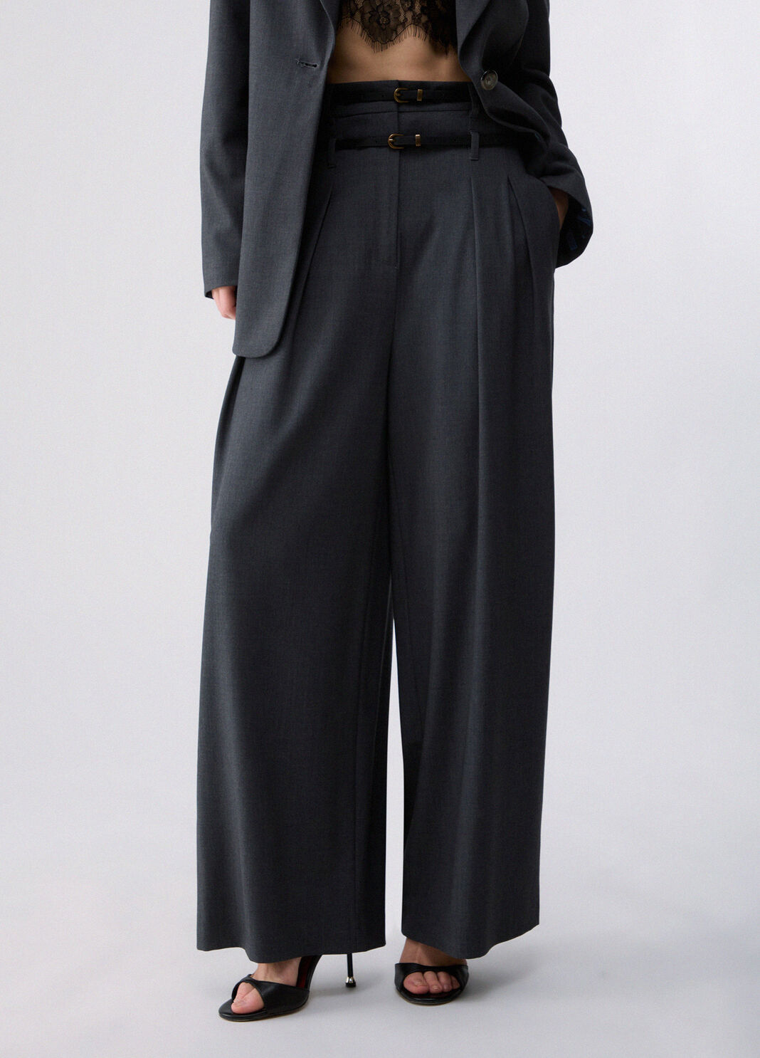 Flannel Flare Pants dark green Liu Jo - large image number 0