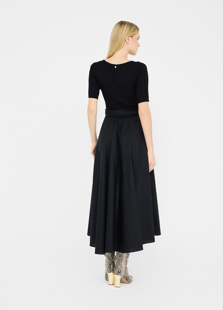 Short cotton poplin and knit dress black Liu Jo - large image number 1 Short cotton poplin and knit dress black Liu Jo - large image number 1