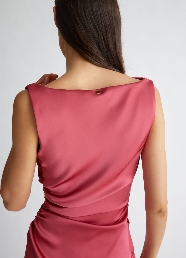 Vivo Rosa Vestido midi rosa vivo de raso color rosa vivo | Liu Jo
