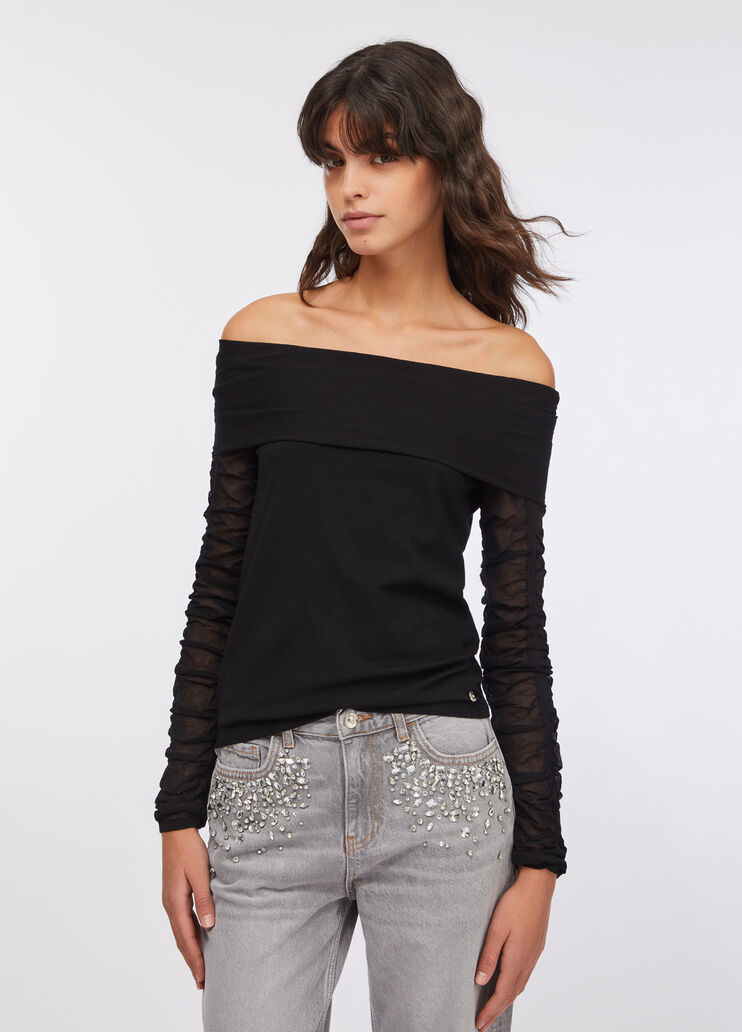 Jumper with Bardot neckline black Liu Jo - large image number 0