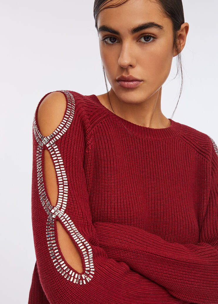 Pullover mit Cut-out und Schmuckstickerei Rot Liu Jo - large image number 2