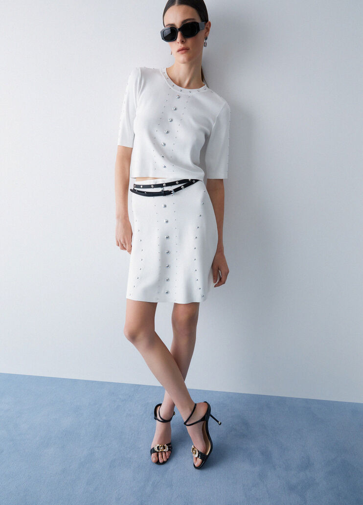 Knit top with studs white wool Liu Jo - medium