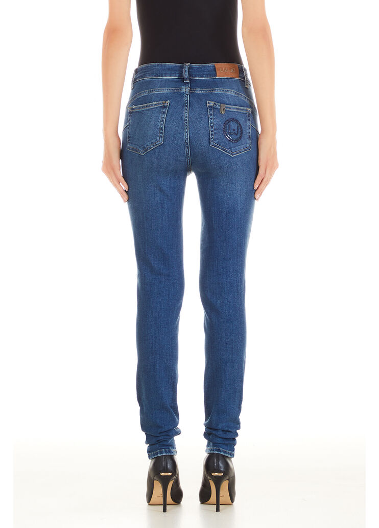 Jean skinny avec strass denim bleu foncé Liu Jo - large image number 1 Jean skinny avec strass denim bleu foncé Liu Jo - large image number 1