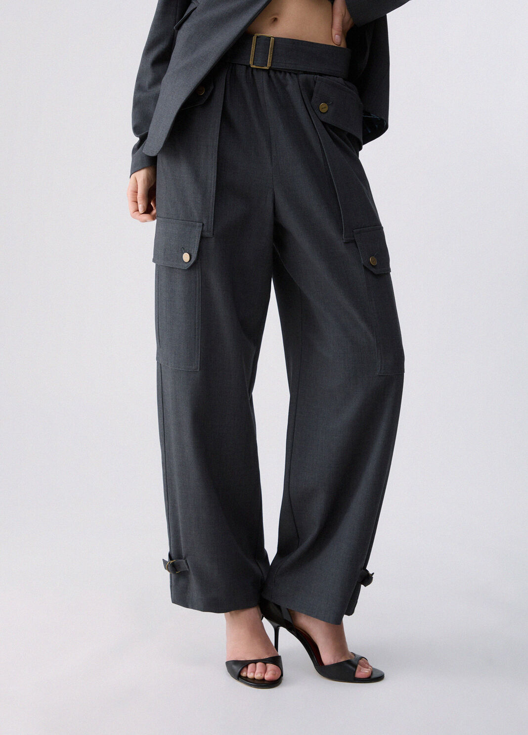 Pantalon cargo en flanelle vert fonc&eacute; Liu Jo - large image number 0