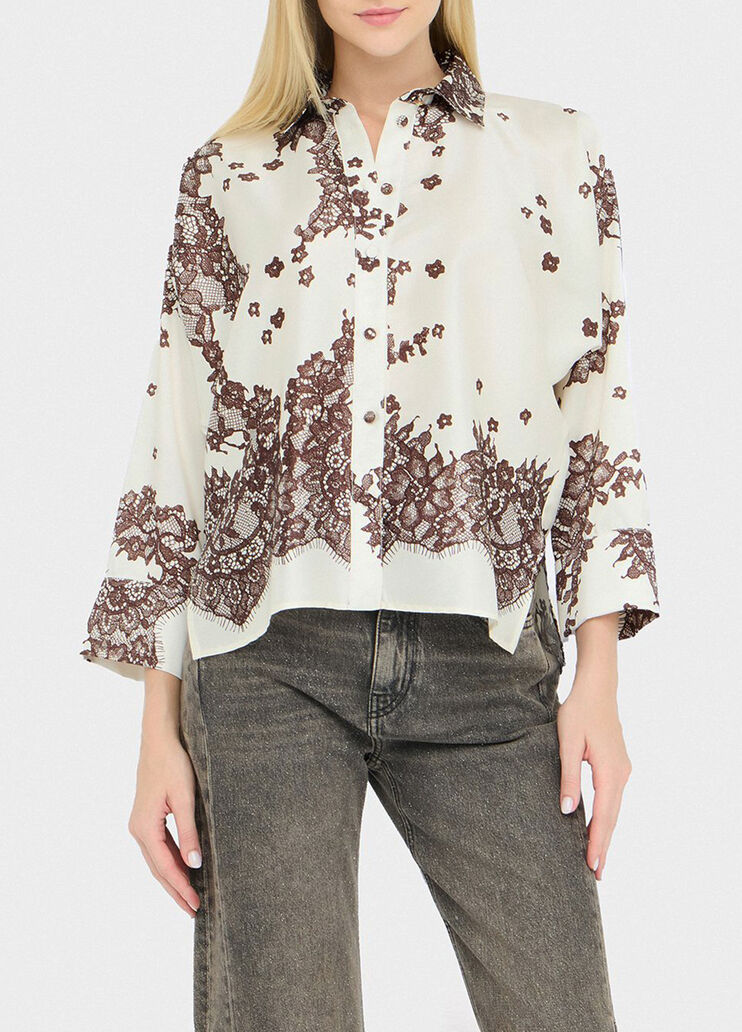 Hemdbluse aus bedrucktem Twill Braun Liu Jo - medium