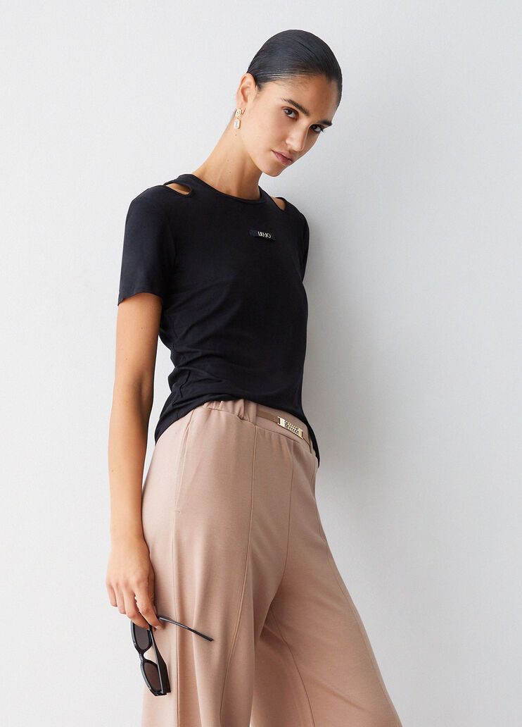 Trousers with slit details beige Liu Jo - medium