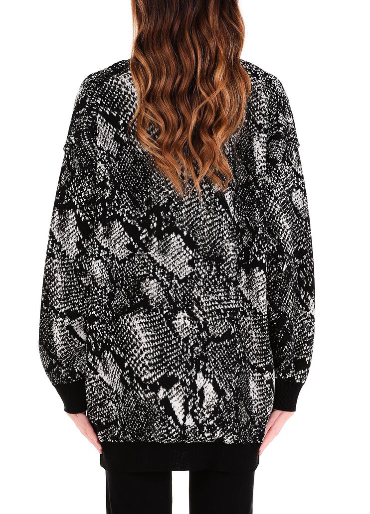 Cardigan long jacquard noir et python Liu Jo - large image number 1 Cardigan long jacquard noir et python Liu Jo - large image number 1