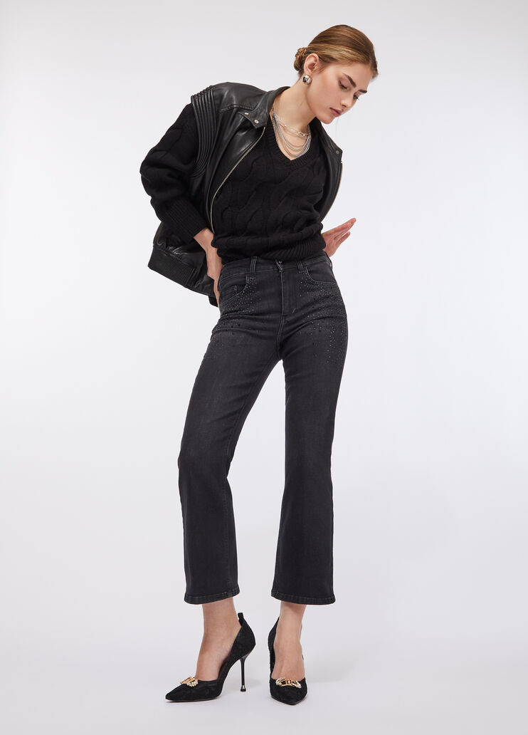 Cable knit wool sweater black Liu Jo - large image number 5