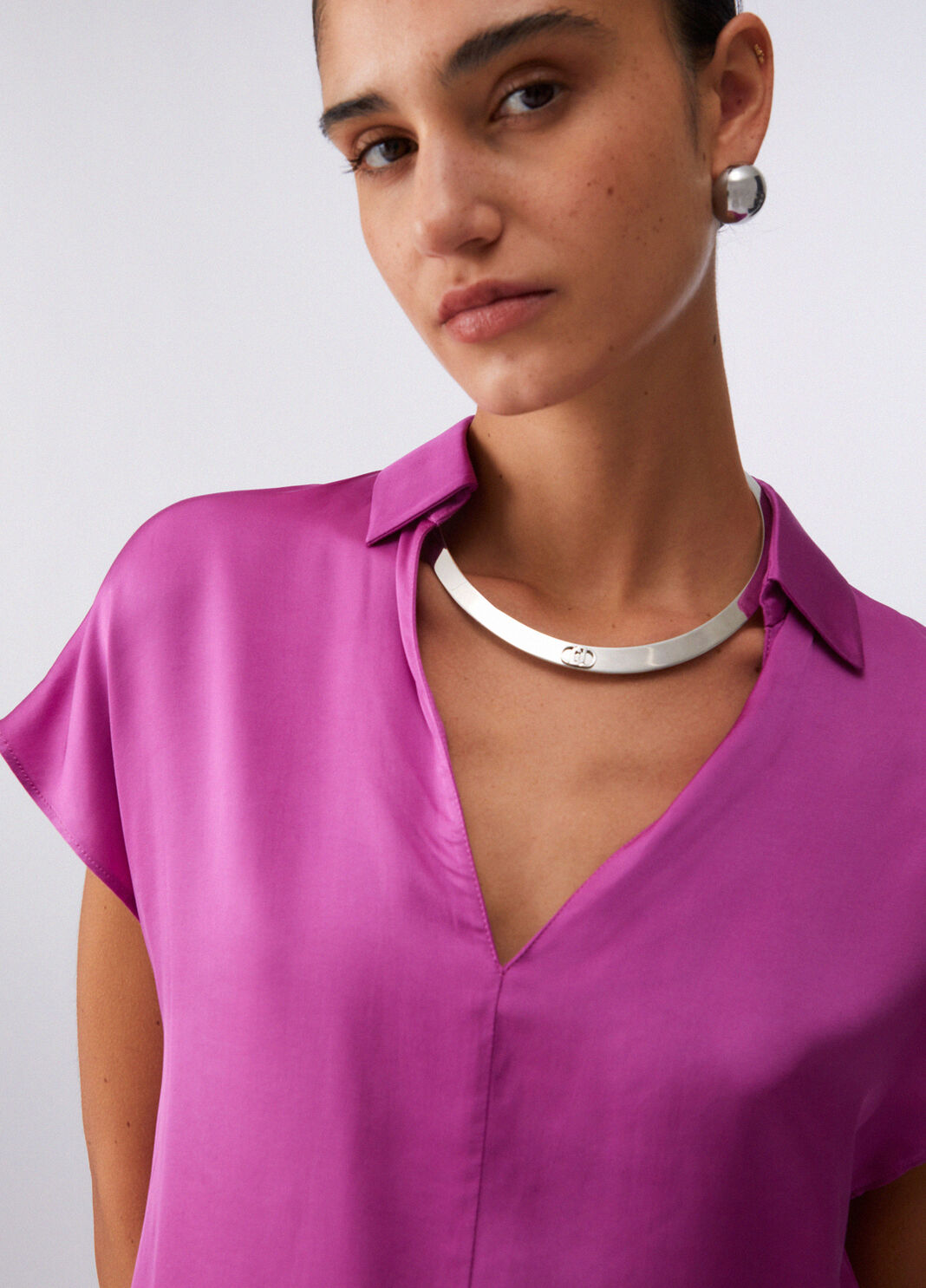 Blouse en satin rose vif Liu Jo - large image number 4